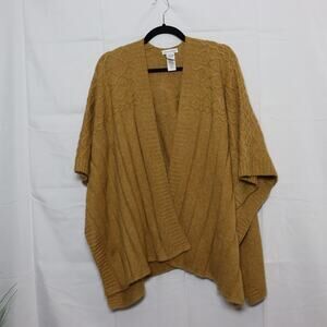 Cupcakes and Cashmere Mustard Cable Knit Open Front Poncho One Size‎